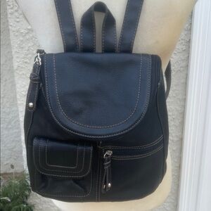 Tignanello Black Leather Small Backpack
